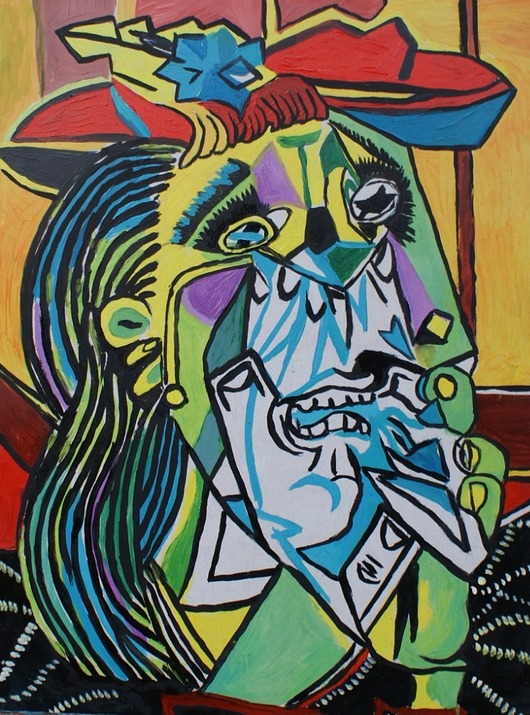 obrazy Kolorowy obraz  olejny do salonu Pablo Picasso płacząca kobieta