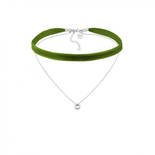 Oliwkowy aksamitny choker z karmą SOTHO