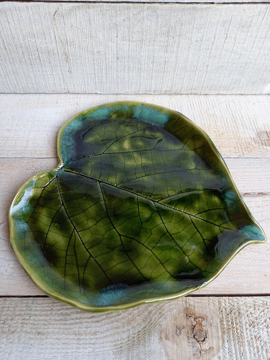Patera ceramiczny liść kokornaku ceramiKaMDeka