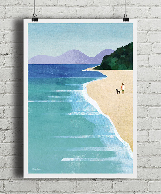 plakaty Plakat Morski spacer z psem