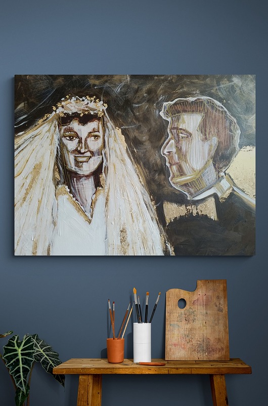 Ślub - inne Portret ślubny na zamówienie, malowany ze zdjęć kupującego - 70x100 cm