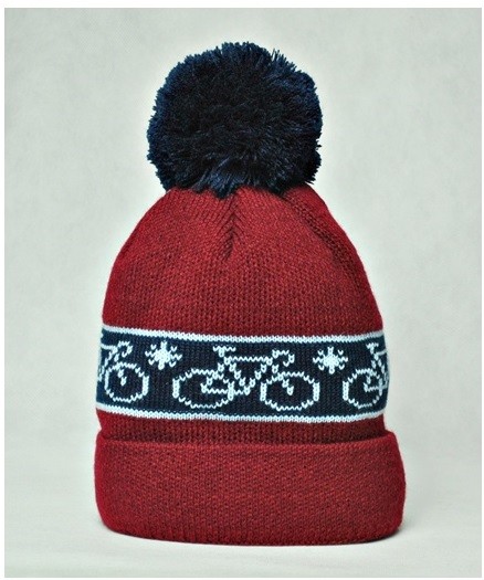 Beanie_unisex_PoomPoom Maroon_YOGI BABU PROJEKT yogi babu projekt