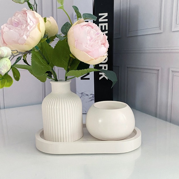 wazony Zestaw dekoracyjny z gipsu polimerowego