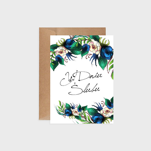 Kartka na ślub,Indigo flowers Joanna Klupś