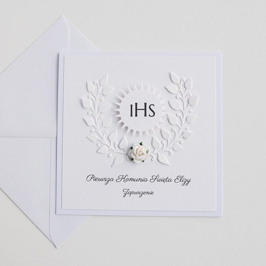 zaproszenia na komunię Zaproszenie na komunię biały wianek