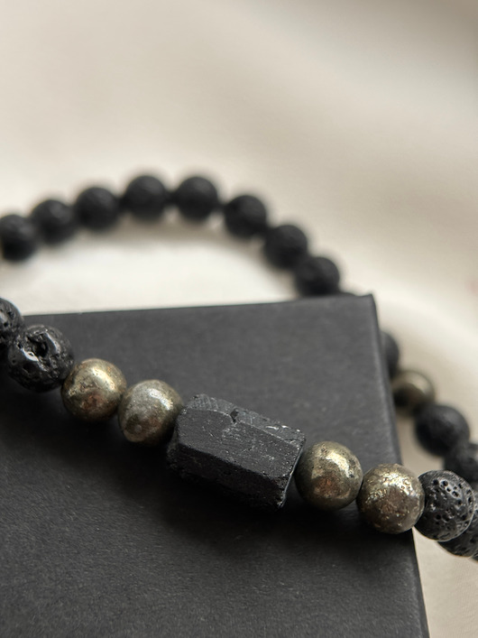 biżuteria męska Bransoletka Męska Piryt i Turmalin