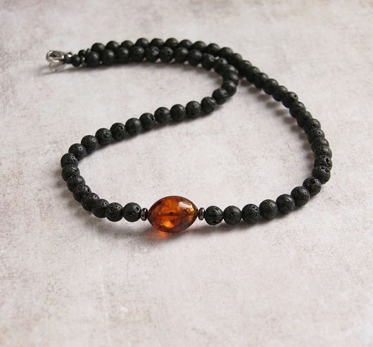 biżuteria męska Naszyjnik BURSZTYN, lawa