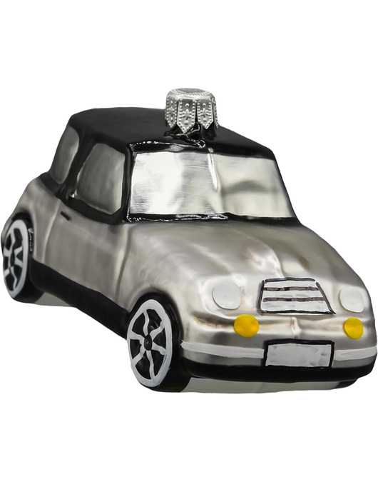 bombki Bombka choinkowa szklana ręcznie malowana: Samochód Mini Morris: szary