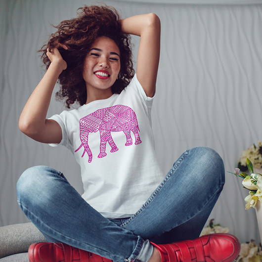 Słoń bazgroły dopasowana koszulka tshirt damski ONE MUG A DAY