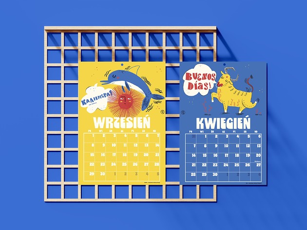 kalendarze i plannery Kalendarz 2025, wiszący na ścianę, ścienny, ilustracje, zwierzęta