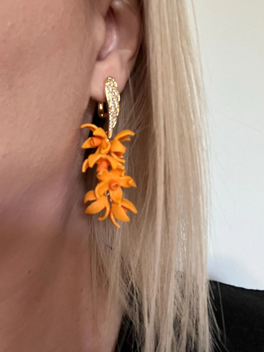 kolczyki z masy plastycznej Mahonia Golden Petals polimerowa glina handmade