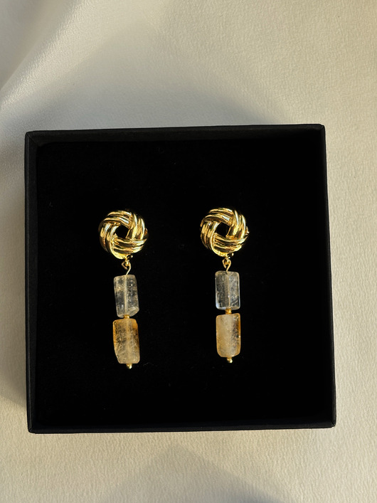 kolczyki z mosiądzu Kolczyki  z cytrynem