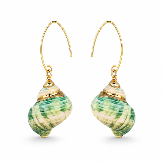 kolczyki pozłacane Kolczyki srebro złocone TURQUOISE SEASHELLS