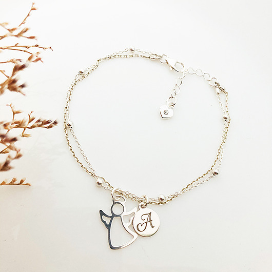 komunia - pozostałe Bransoletka z aniołkiem KOMUNIA dla dziewczynki