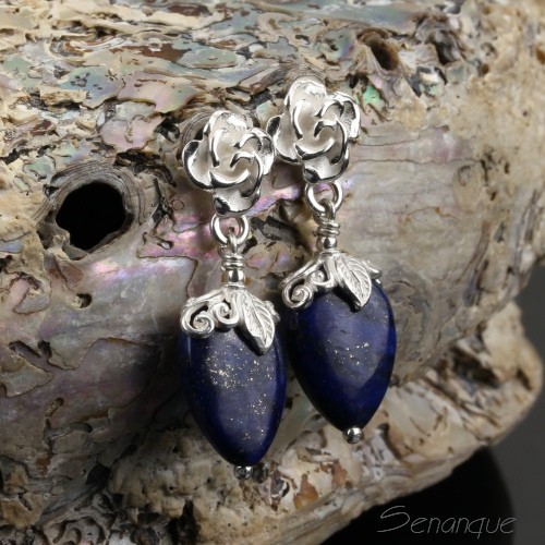 Lapis Rose - srebrne kolczyki z lapis lazuli Senanque