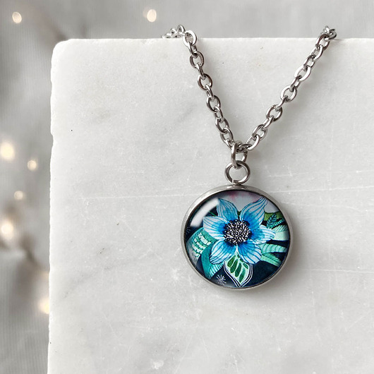 wisiory Blue flower naszyjnik na romantyczną randkę