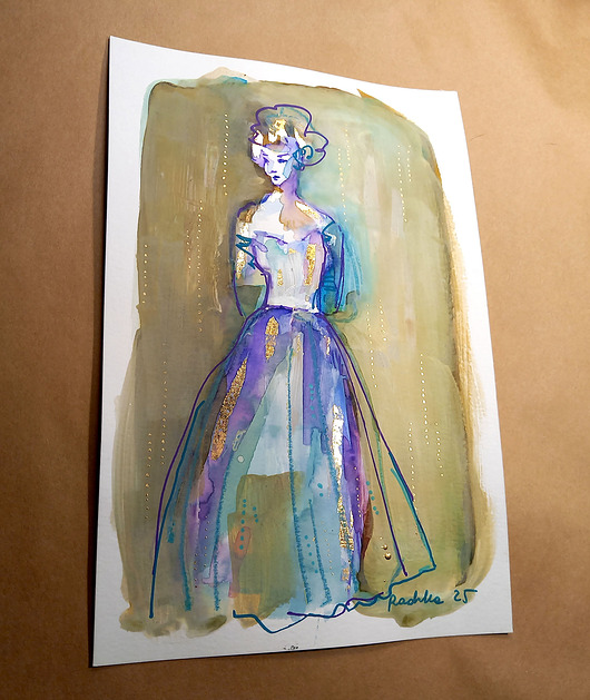 obrazy Kumoszka 15 - akwarela 16x24 cm unikat