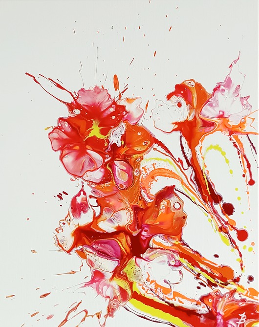 obrazy Pomarańczowe Kwiaty 50x60 cm obraz abstrakcyjny ręcznie malowany