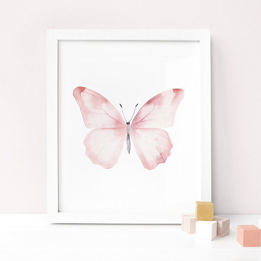 obrazy Różowy Motyl - ilustracja akwarelowa