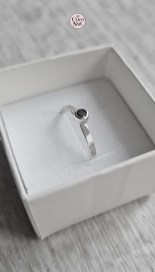 pierścionki zaręczynowe Czarny diament 3mm - srebrny pierścionek