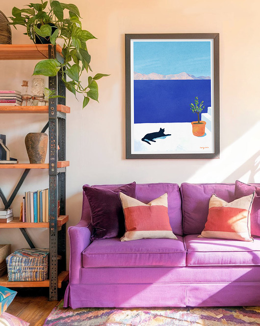 plakaty Plakat z kotem - Sjesta nad brzegiem morza