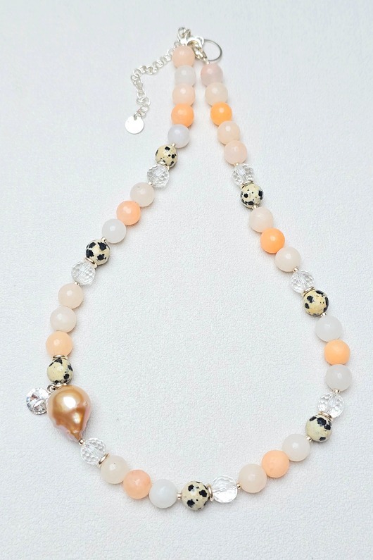 srebrne naszyjniki Naszyjnik Apricot z  Perłą i Kryształem Rivoli