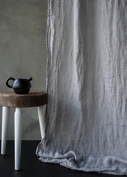 Lniana zasłona z tunelem - pearl grey LUMIO