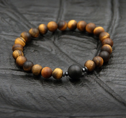 biżuteria męska Czarny BURSZTYN, tygrysie oko BLACK AMBER