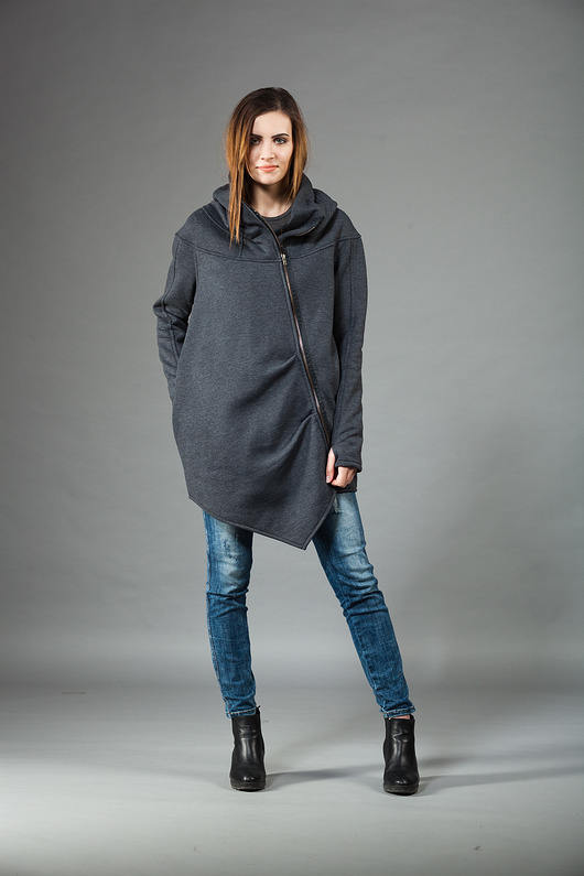 bluza z kapturem damska Bluza damska, asymetryczna bluza bawełniana