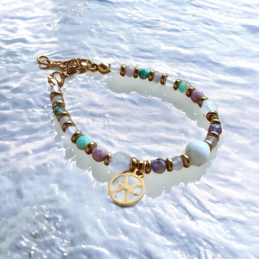 bransoletki z kamieni naturalnych RYBY - zodiac collection - PREMIUM - zodiak