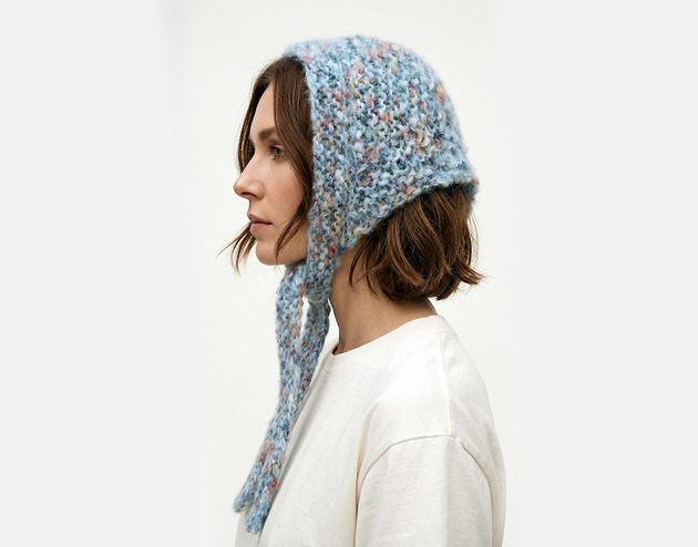 czapki damskie Chustka na głowę - szary melanż