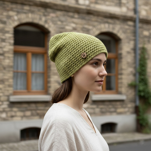 czapki damskie Czapka całoroczna przejściowa cienka bawełna s/m unisex pistacja