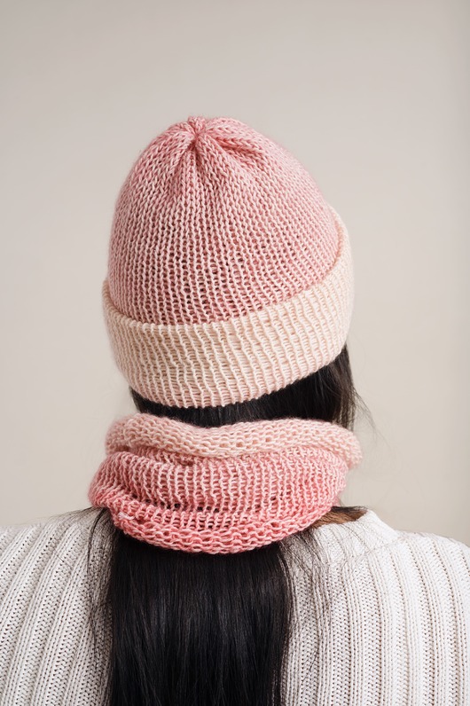 czapki damskie Zestaw ombre komin + czapka beanie