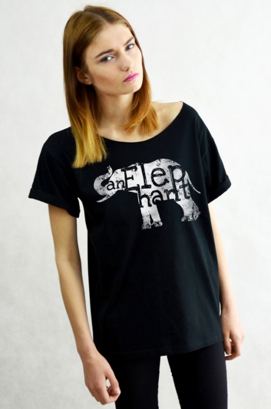 ELEPHANT - Koszulka Oversize czarna T-shirt GAU great as You