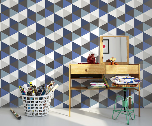 Tapeta dziecięca Hexagons Short Blue Humpty Dumpty Room Decoration