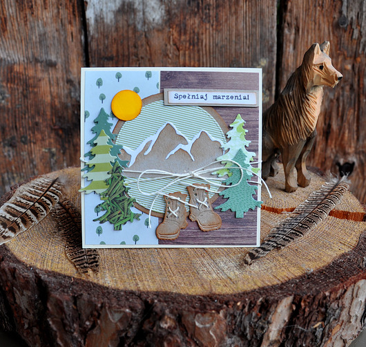 kartki scrapbooking Kartka z górami