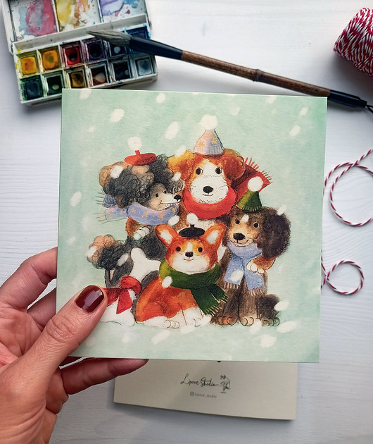 kartki okolicznościowe - wydruki Kartka świąteczna z psami 