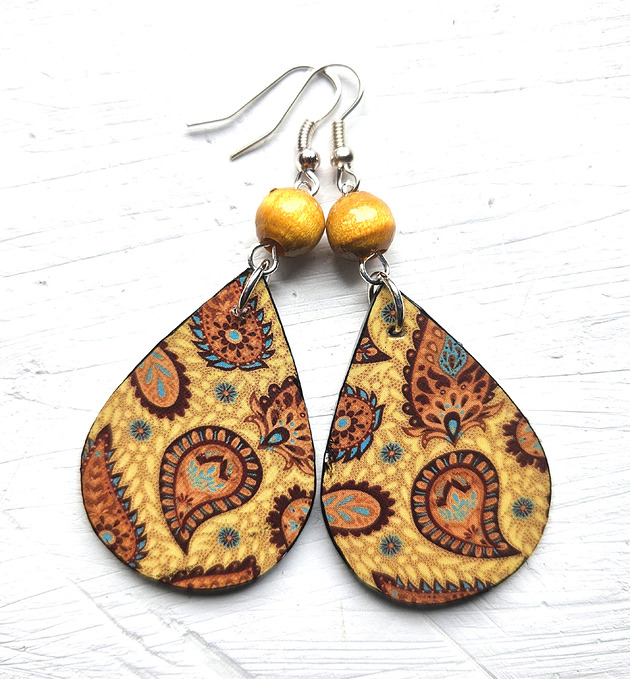 kolczyki drewniane Słowo daję