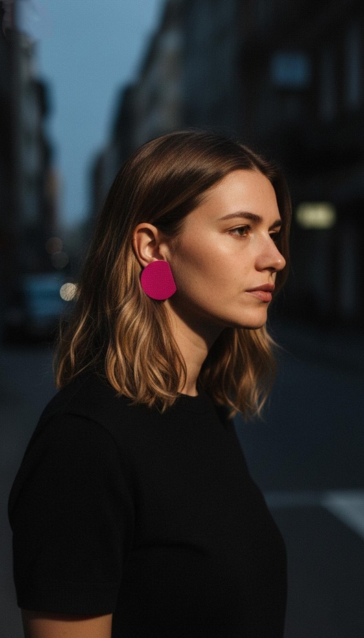 kolczyki - inne 80s . fuksja oversized