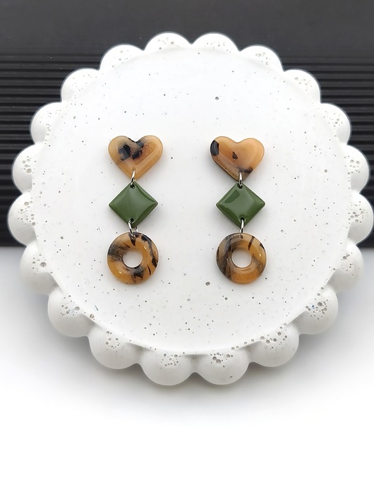 kolczyki z masy plastycznej Kolczyki TRIO elegant wiszące