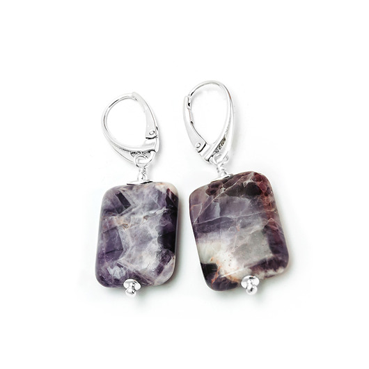 kolczyki z kamieniami Klasyczne, duże, fioletowe kolczyki z ametystem, srebro 925