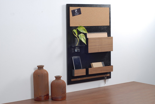 organizery Organizer ścienny- 45x63 cm, drewniany, czarny