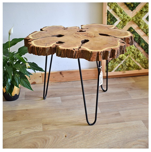 meble - stoły i stoliki - stoliki kawowe Stolik Robinia akacjowa kora L