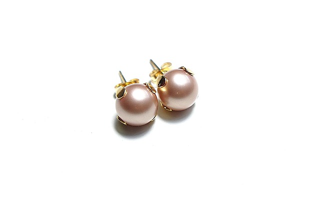kolczyki z kamieniami Dots - Pearls beige /alloys collection/ - sztyfty