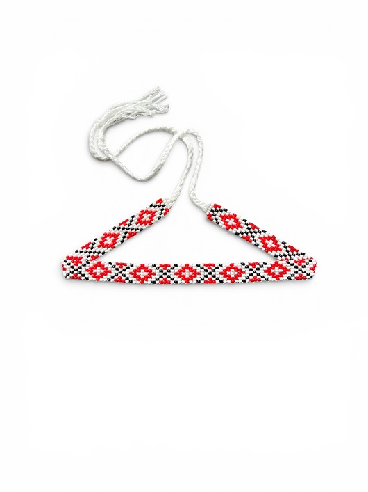 chokery Folkowy choker z koralików z etnicznym ornamentem, naszyjnik handmade