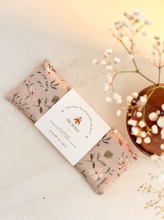 opaski na oczy Poduszka relaksacyjna na oczy z ekologicznymi nasionami lnu i kwiatami lawendy.