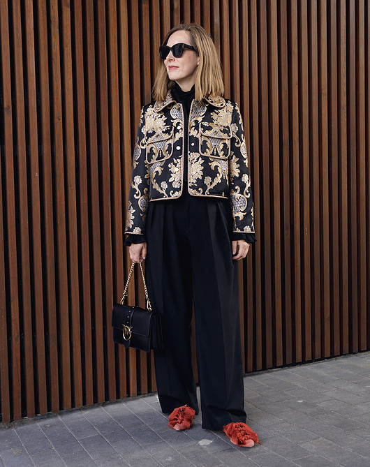 spodnie materiałowe damskie Spodnie palazzo wool