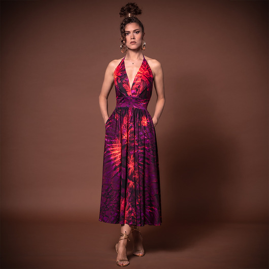 sukienki maxi damskie Rozkloszowana Sukienka Hot Tropical
