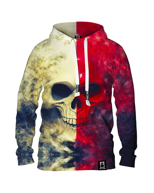 bluzy męskie Męska Bluza z kapturem White Red Skull