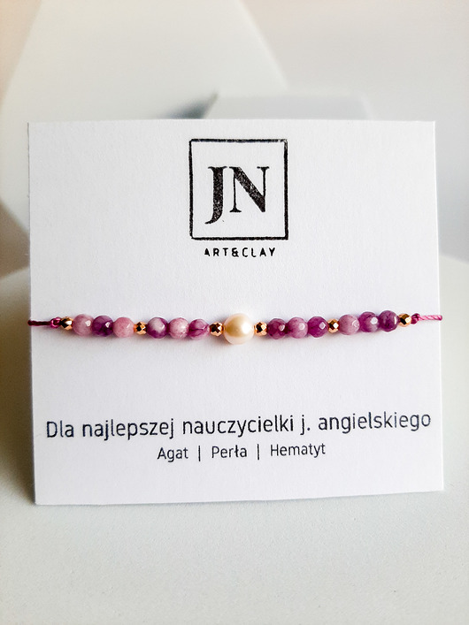 bransoletki z kamieni naturalnych Bransoletka na dzień nauczyciela dla nauczycielki j. angielskiego